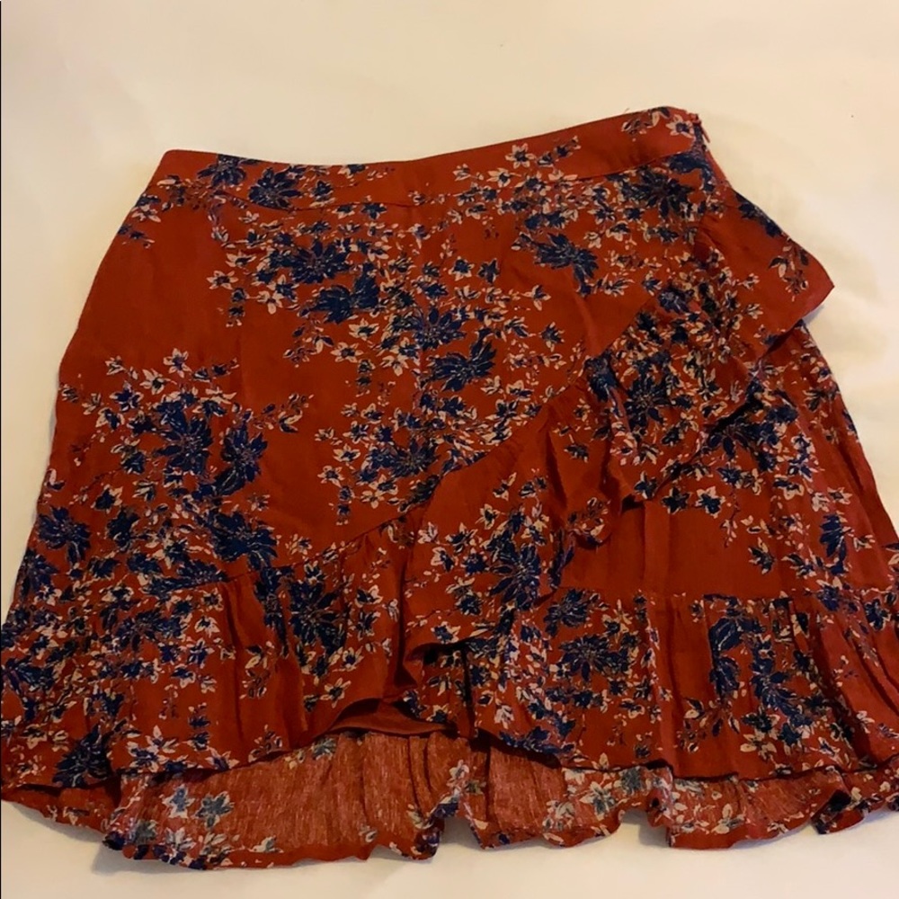 Red and blue mini skirt